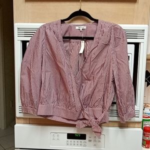 Nwt madewell gingham 3/4 sleeve top